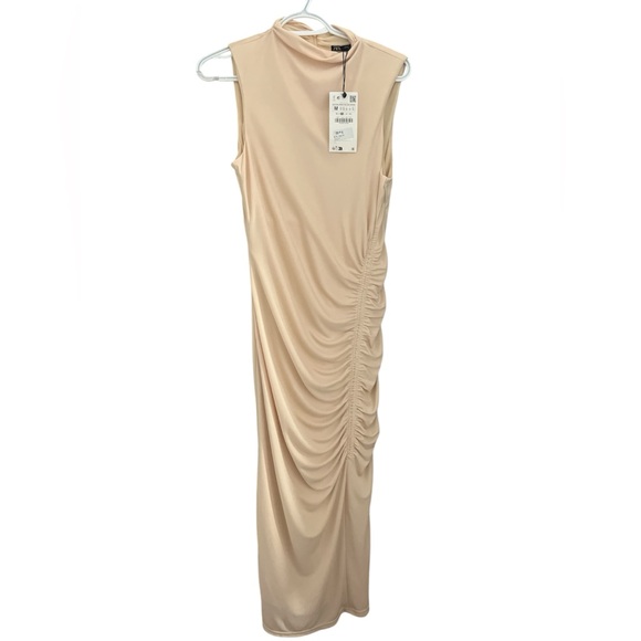 Zara Elegant Cream Sleeveless Dress - Picture 7 of 8